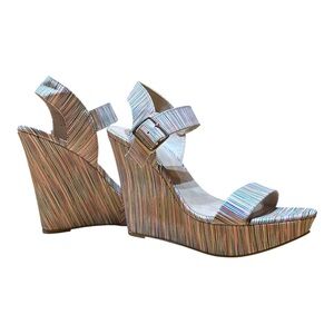 Mix No. 6 Jordie Rainbow Striped Wedge Sandals Platform 10